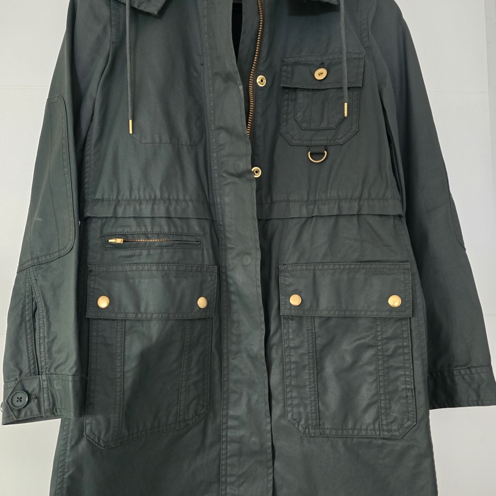 J. Crew Downtown Field Jacket XXS Army Green - Classic Utility Chore Coat Gold H - Picture 2 of 14